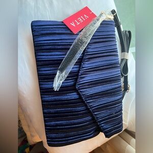 Vieta Fashion NWT royal blue velvet vintage clutch